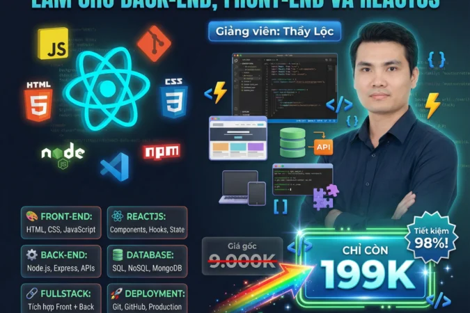 Khóa Học Lập Trình Web Fullstack Thầy Lộc – Combo 3 Khóa FullStack Front-End, Back-End & ReactJS