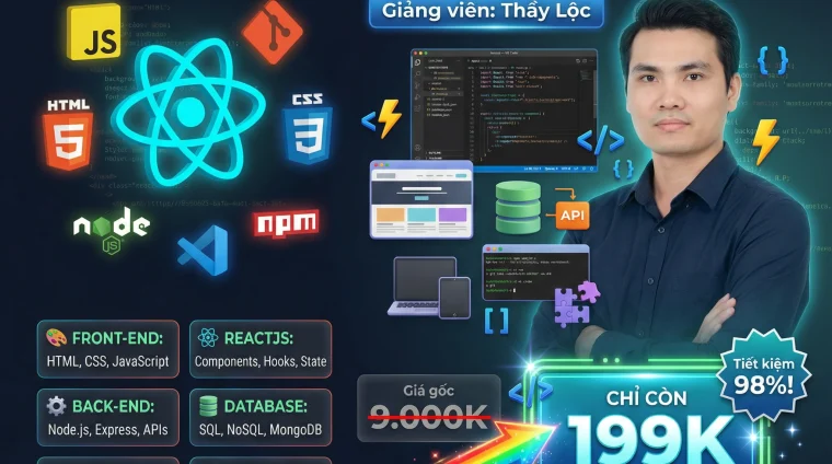 Khóa Học Lập Trình Web Fullstack Thầy Lộc – Combo 3 Khóa FullStack Front-End, Back-End & ReactJS