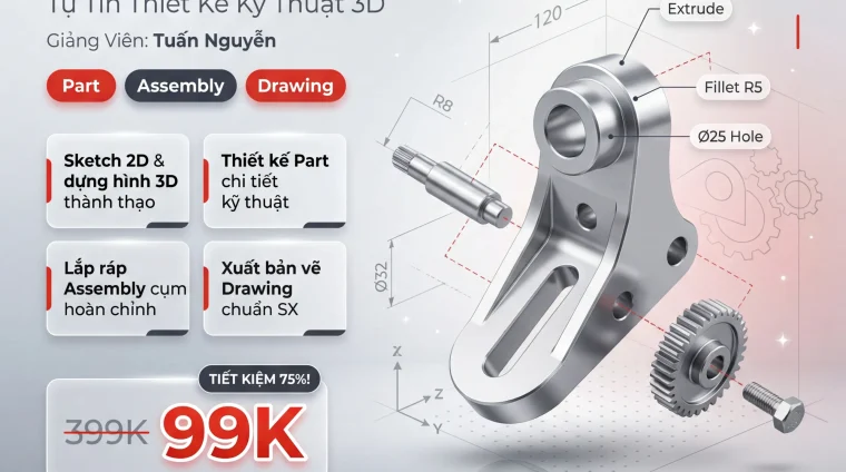 Khóa Học Solidworks Cơ Bản Toàn Diện – Tự Tin Thiết Kế Kỹ Thuật 3D